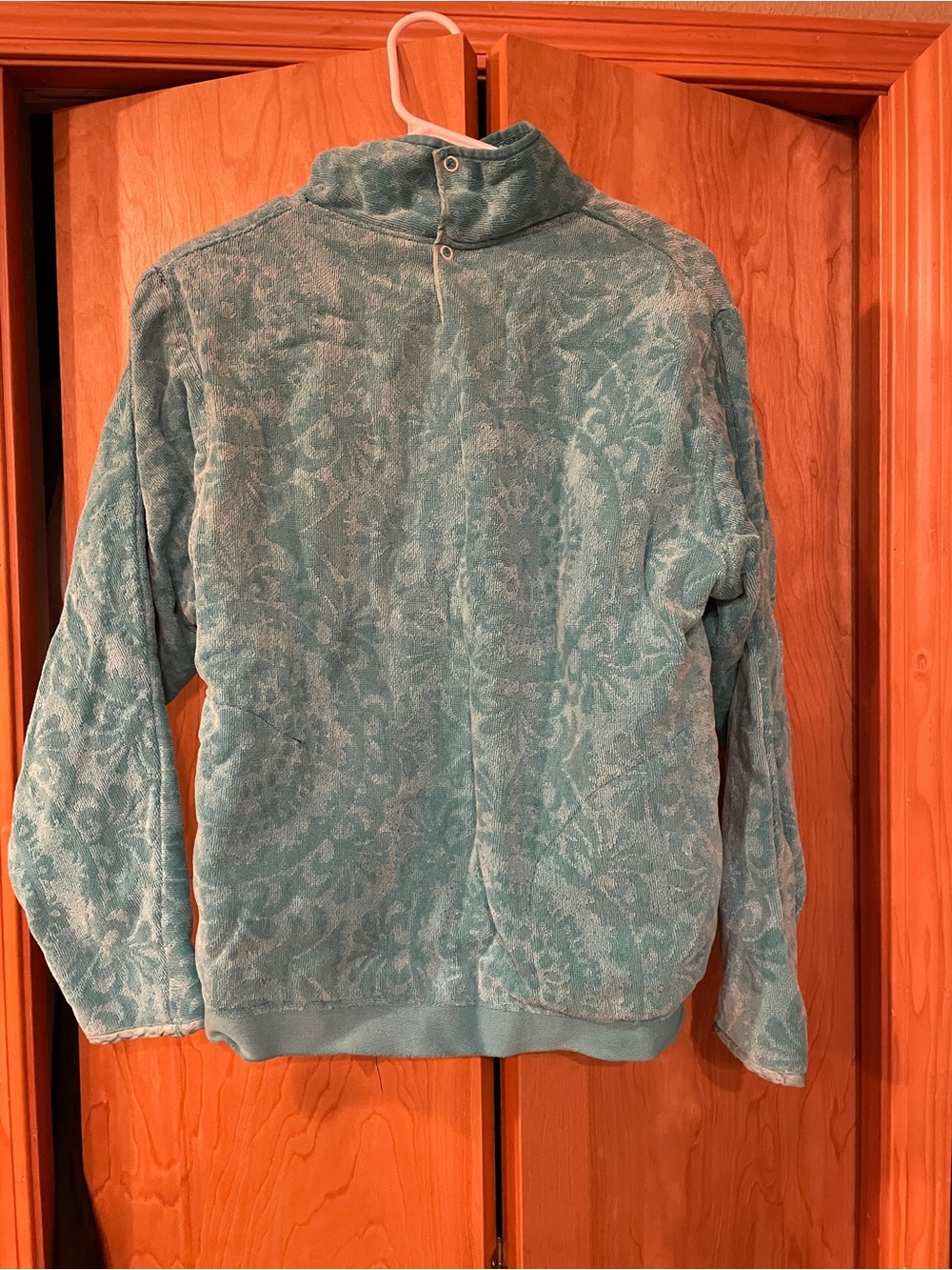 Upcycled Aqua Colored Towel Turned Pullover!
